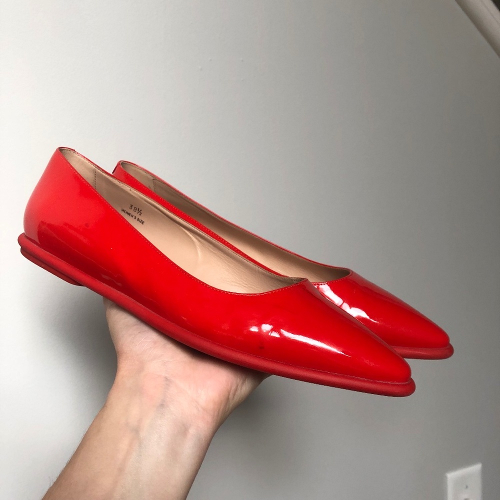 Tod's Orange Patent Leather Pointed Ballet Flats